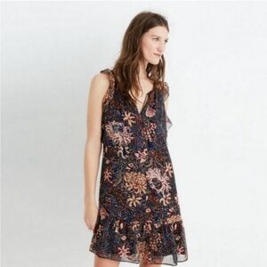 Madewell Large Chrysanthemum Lily Ruffle Dress XXS